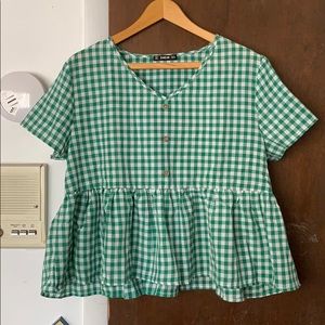SHEIN Gingham Peplum Top